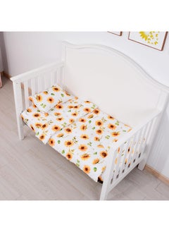 JISEN JISEN 3 Piece Baby Crib Bedding Set for Girls - Soft Floral Crib Comforter Set with Crib Sheet Comforter and Pillowcase Sunflowers  - Image 3