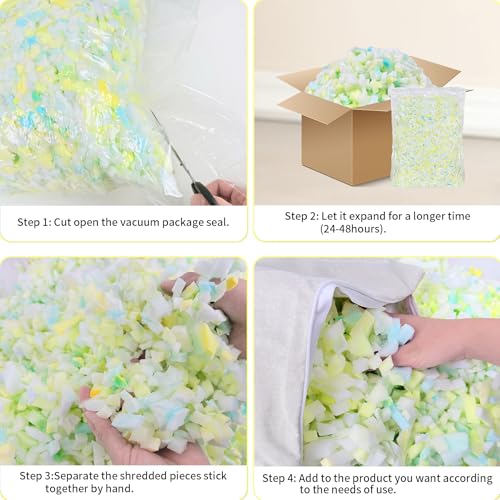 Jecqbor 10lbs Shredded Memory Foam Filling for Bean Bag Chair, Premium Beanbag Stuffing High Density Memory Foam Refill - Image 4