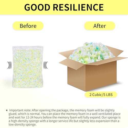 Jecqbor 10lbs Shredded Memory Foam Filling for Bean Bag Chair, Premium Beanbag Stuffing High Density Memory Foam Refill - Image 2