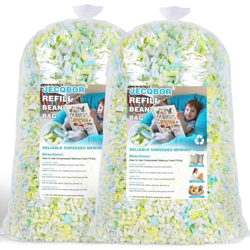 Jecqbor 10lbs Shredded Memory Foam Filling for Bean Bag Chair, Premium Beanbag Stuffing High Density Memory Foam Refill - Image 1