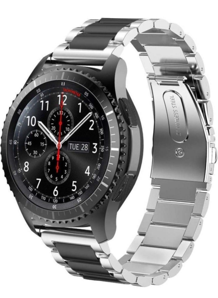 ELTRAZONE Sum-of-Best Stainless Steel Metal Replacement Gear S3 Bands (Black) 22mm - Image 1