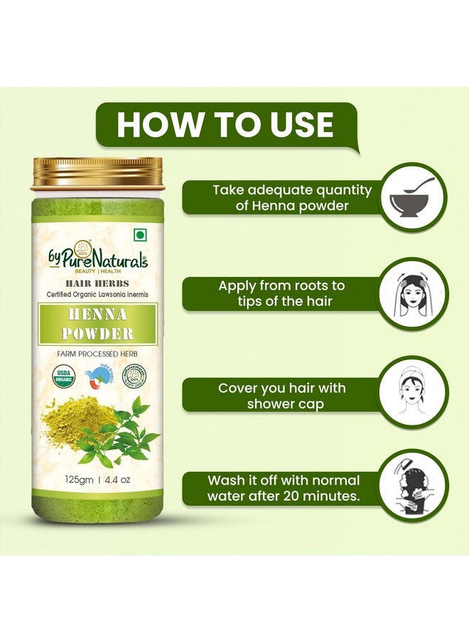 باي بيو ناتشورالز مسحوق الحناء العضوي الطبيعي 100% من PureNaturals لتلوين الشعر ونموه بشكل طبيعي - 125 جم  - Image 3