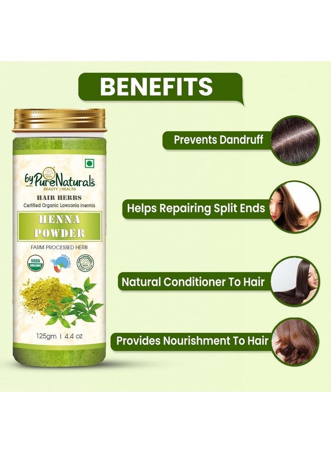 باي بيو ناتشورالز مسحوق الحناء العضوي الطبيعي 100% من PureNaturals لتلوين الشعر ونموه بشكل طبيعي - 125 جم  - Image 2