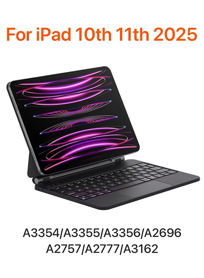 REMAX 【Arabic and English】 Magic Keyboard Floating Stand, Compatible With iPad 11th Generation (A16, 2025) / iPad 10th Generation, 10.9-11 Inch iPad Keyboard Case, Seven-Color Backlight, Multi-Touch Trackpad, Strong Magnetic Floating Stand Keyboard - Image 1