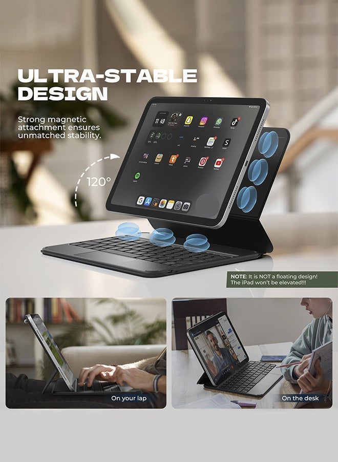 REMAX 【Arabic and English】 Magic Keyboard Floating Stand, Compatible With iPad 11th Generation (A16, 2025) / iPad 10th Generation, 10.9-11 Inch iPad Keyboard Case, Seven-Color Backlight, Multi-Touch Trackpad, Strong Magnetic Floating Stand Keyboard - Image 2