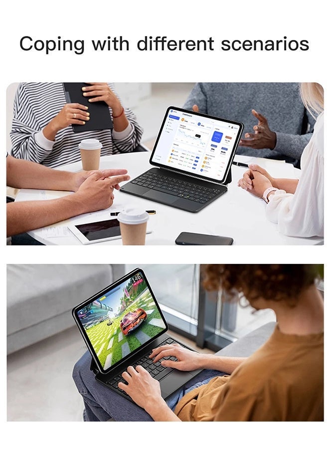 REMAX 【Arabic and English】 Magic Keyboard Floating Stand, Compatible With iPad 11th Generation (A16, 2025) / iPad 10th Generation, 10.9-11 Inch iPad Keyboard Case, Seven-Color Backlight, Multi-Touch Trackpad, Strong Magnetic Floating Stand Keyboard - Image 3