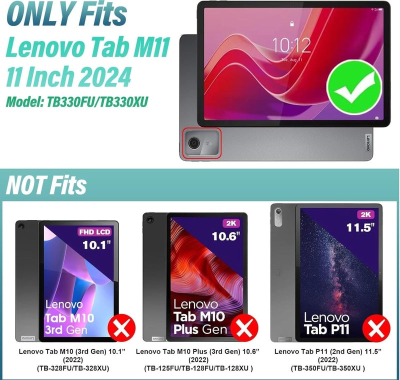 RTSY Keyboard Case for Lenovo Tab M11 (11" 2024)- TB330FU/TB330XU with 7-Colors Backlit & Multi Touch Trackpad, Magnetically Detachable Smart Touchpad Wireless KB - Image 2