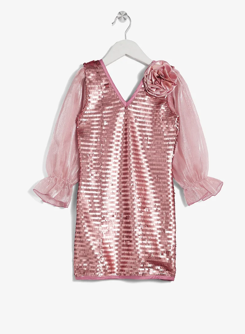 ليتل جولدن ابل فستان تول بأكمام ترتر