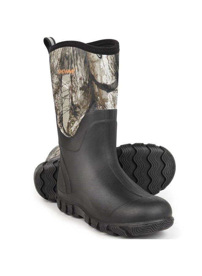 Showave Classic Men's Rubber Boots Waterproof Rain Boots Insulated Neoprene Boot Mud Boot for Farming Hunting Gardening Yard Chore Working, Camo, 10 - Image 1