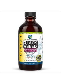 Amazing herbs Premium Black Seed Oil - Cold Pressed Nigella Sativa Aids in Digestive Health, Immune Support, Brain Function, Joint Mobility, Gluten Free, Non GMO - 8 Fl Oz  - Image 1