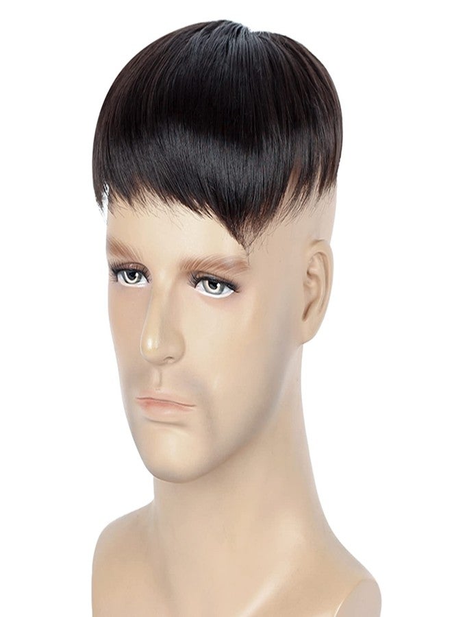 Askuang Hair Toupee for Men Clip in Crown Topper Hair Extensions Mens Hair Piece for Hairline Loss Covering White Loss Hair Toupee Wig Short Hair Toppers for Men Natural Black - Image 2