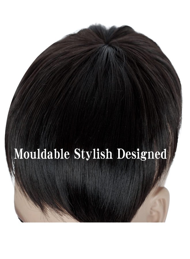Askuang Hair Toupee for Men Clip in Crown Topper Hair Extensions Mens Hair Piece for Hairline Loss Covering White Loss Hair Toupee Wig Short Hair Toppers for Men Natural Black - Image 4