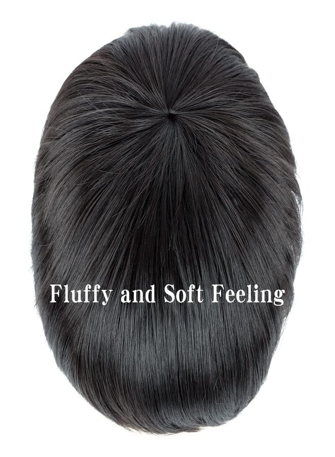 Askuang Hair Toupee for Men Clip in Crown Topper Hair Extensions Mens Hair Piece for Hairline Loss Covering White Loss Hair Toupee Wig Short Hair Toppers for Men Natural Black - Image 5