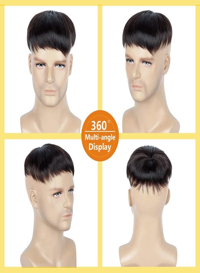 Askuang Hair Toupee for Men Clip in Crown Topper Hair Extensions Mens Hair Piece for Hairline Loss Covering White Loss Hair Toupee Wig Short Hair Toppers for Men Natural Black - Image 3