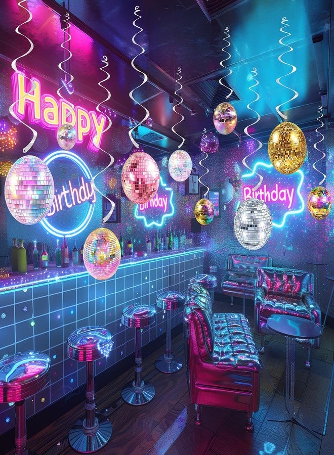 BonBeeDesign مجموعة من 40 قطعة زينة معلقة لحفلات الديسكو - زينة حفلات عيد ميلاد مستوحاة من رقصات السبعينيات للبنات، لوازم حفلات الديسكو وديكورات مستوحاة من السبعينيات - Image 1