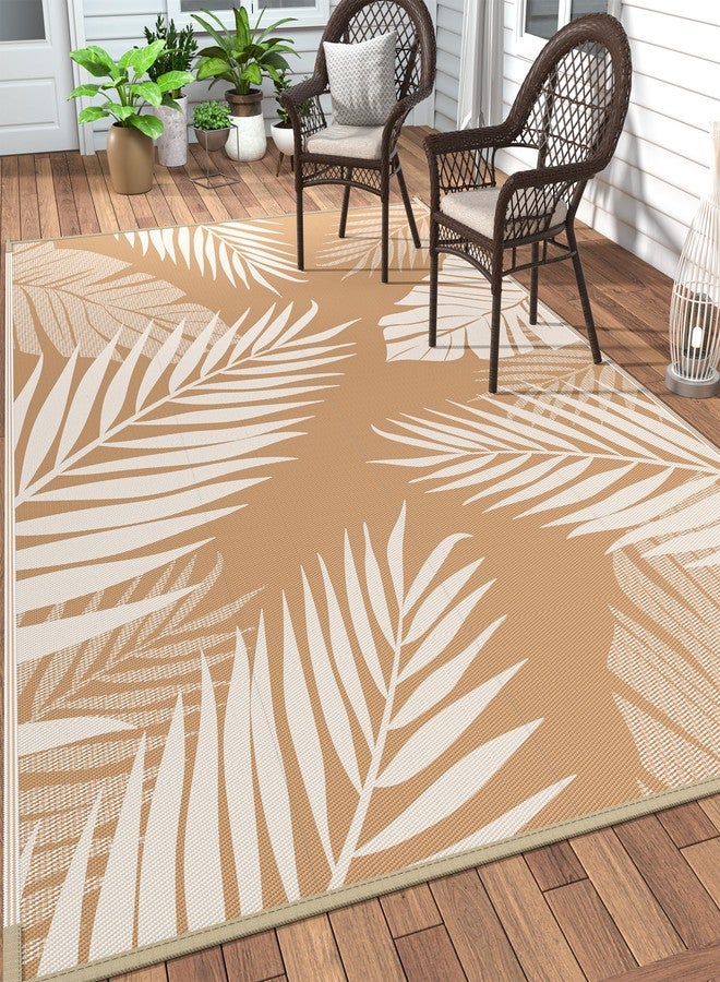 GENIMO Outdoor Rug 6' x 9' Waterproof for Patios Clearance, Reversible Outdoor Plastic Straw Camping Rug Carpet, Large Area Rugs Mats for RV, Camper, Deck, Balcony, Porch, Beach, Picnic, Brown&Beige - Image 1