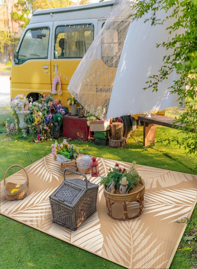 GENIMO Outdoor Rug 6' x 9' Waterproof for Patios Clearance, Reversible Outdoor Plastic Straw Camping Rug Carpet, Large Area Rugs Mats for RV, Camper, Deck, Balcony, Porch, Beach, Picnic, Brown&Beige - Image 3