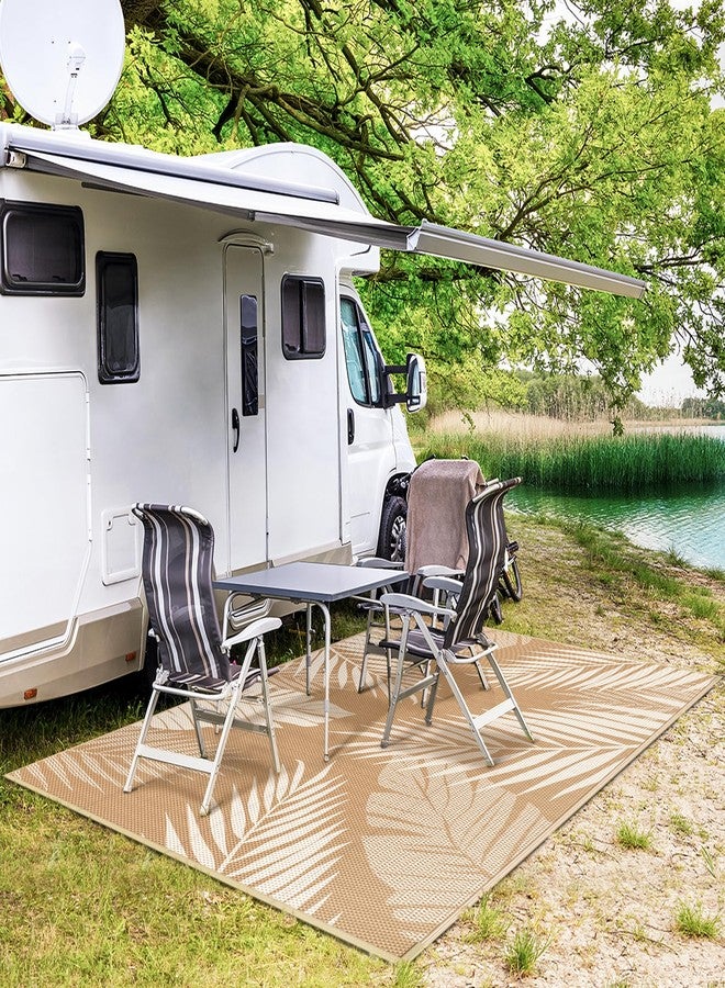 GENIMO Outdoor Rug 6' x 9' Waterproof for Patios Clearance, Reversible Outdoor Plastic Straw Camping Rug Carpet, Large Area Rugs Mats for RV, Camper, Deck, Balcony, Porch, Beach, Picnic, Brown&Beige - Image 5