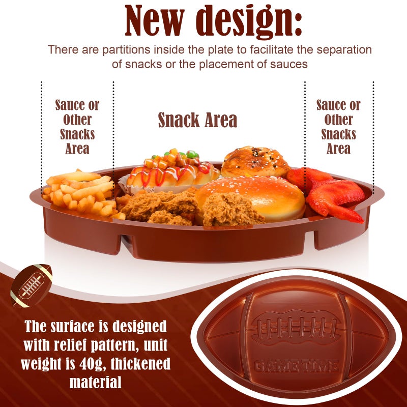 Wiwiqing 24 Pcs Football Serving Trays, Large 13.4 x 8.5 Inch Plastic Football Snack Thick Trays, Includes 2 Dip Sections, Tailgate Party Serveware Decorations - Image 2