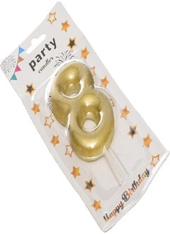 Generic Large birthday glitter candle with number 8 design for cake decoration - gold