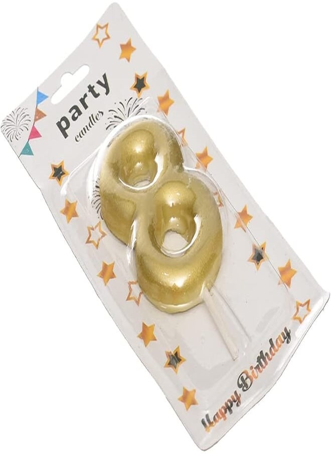 null - Generic Large birthday glitter candle with number 8 design for cake decoration - gold - Image 1