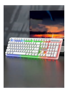 Mechanical Gaming Keyboard,Wired Office Keyboard with RGB Backlit,Full Size Keyboard with Three Color Mixed Keycaps, Keyboard with 104 Keys for Windows Laptop PC