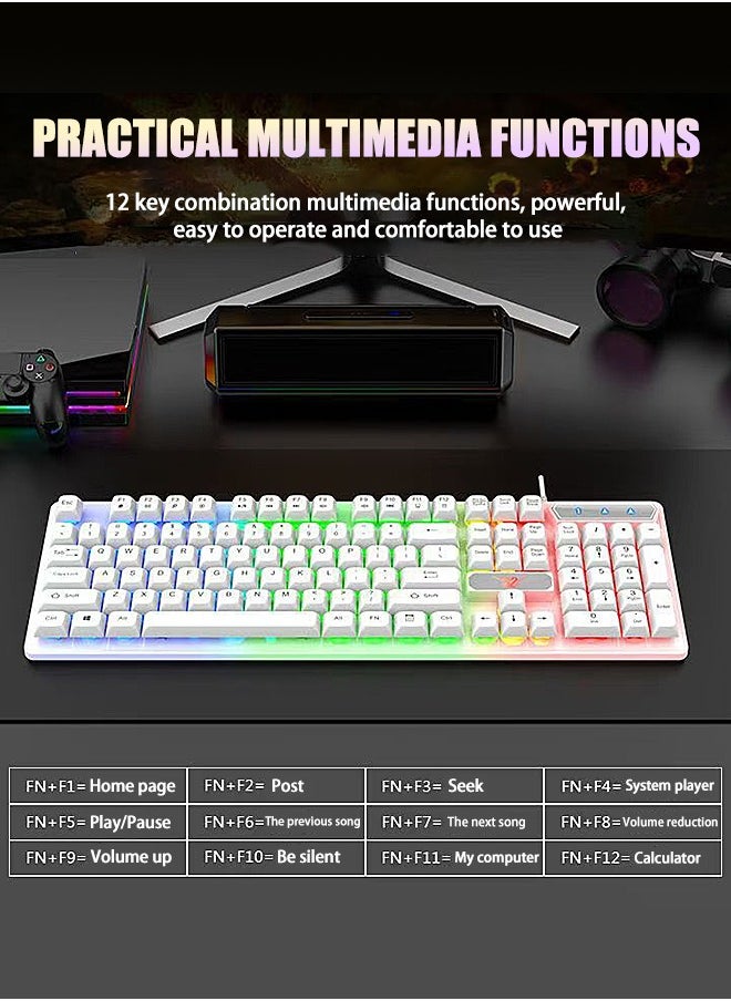 Favarey - Mechanical Gaming Keyboard,Wired Office Keyboard with RGB Backlit,Full Size Keyboard with Three Color Mixed Keycaps, Keyboard with 104 Keys for Windows Laptop PC - Image 1
