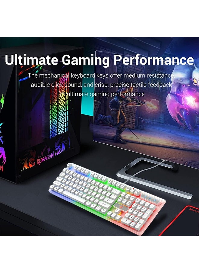 Favarey - Mechanical Gaming Keyboard,Wired Office Keyboard with RGB Backlit,Full Size Keyboard with Three Color Mixed Keycaps, Keyboard with 104 Keys for Windows Laptop PC - Image 1