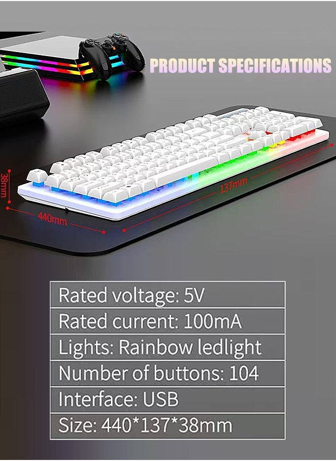 Favarey - Mechanical Gaming Keyboard,Wired Office Keyboard with RGB Backlit,Full Size Keyboard with Three Color Mixed Keycaps, Keyboard with 104 Keys for Windows Laptop PC - Image 1