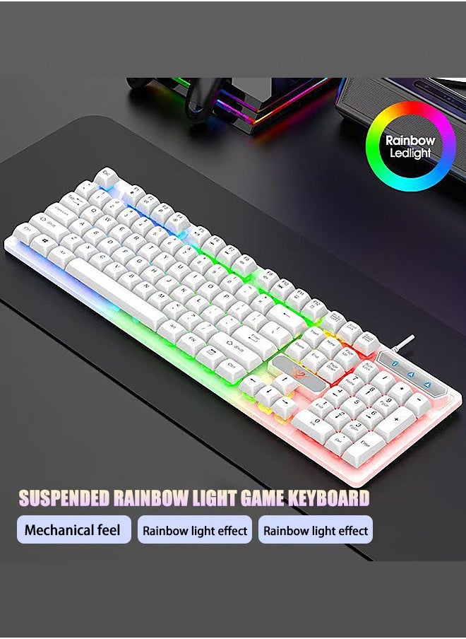 Favarey - Mechanical Gaming Keyboard,Wired Office Keyboard with RGB Backlit,Full Size Keyboard with Three Color Mixed Keycaps, Keyboard with 104 Keys for Windows Laptop PC - Image 1
