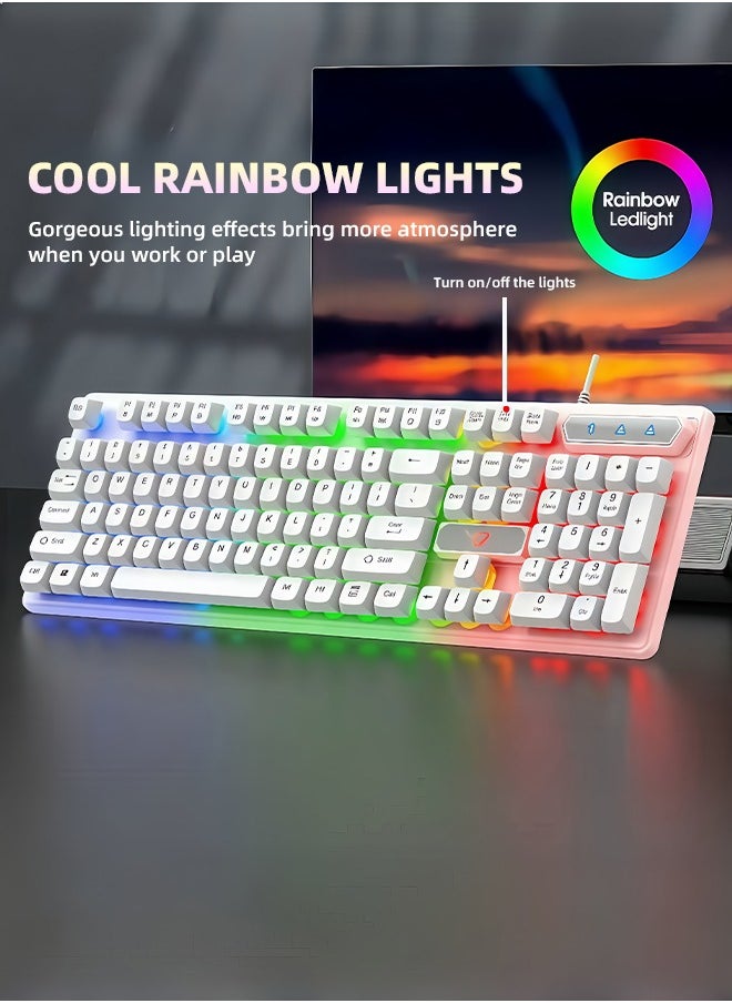 Favarey - Mechanical Gaming Keyboard,Wired Office Keyboard with RGB Backlit,Full Size Keyboard with Three Color Mixed Keycaps, Keyboard with 104 Keys for Windows Laptop PC - Image 1