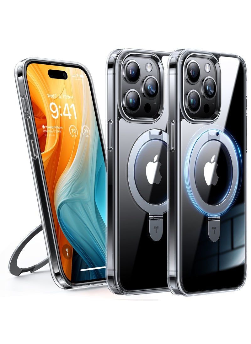 TORRAS Ultra Magnetic Ostand for iPhone 15 Pro Case Fit for MagSafe, Sturdy Stand & Ring Holder, Mil-Grade Shockproof Matte Anti-Scratch Slim Protective Kickstand Phone Case for iPhone 15 Pro, Clear  - Image 1