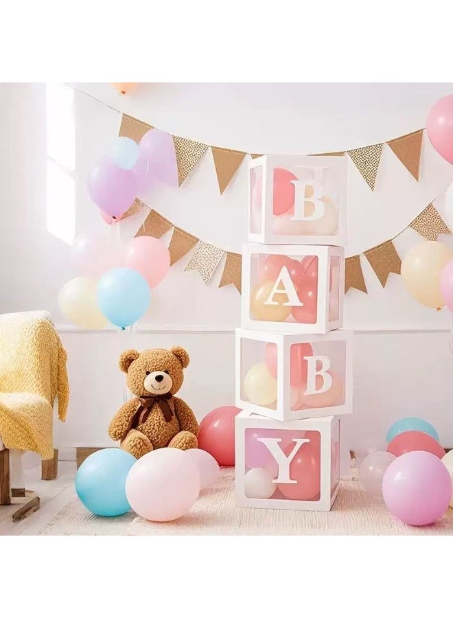 صناديق مركزية لحفل استقبال المولود الجديد - 4 قطع من زينة الطاولة "للمولود الجديد" ومستلزمات حفلات الكشف عن جنس المولود، وديكور طاولة احتفالات حديثي الولادة - Image 1