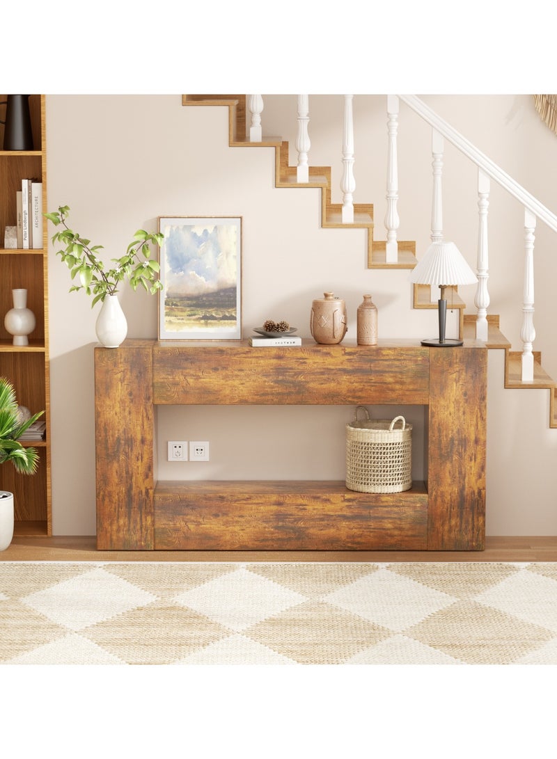 Chulovs 120cm Farmhouse Console Table with Storage – Slim Entryway/Hallway Stand, Perfect Behind-Sofa Table for Living Room & Entryway - Image 3