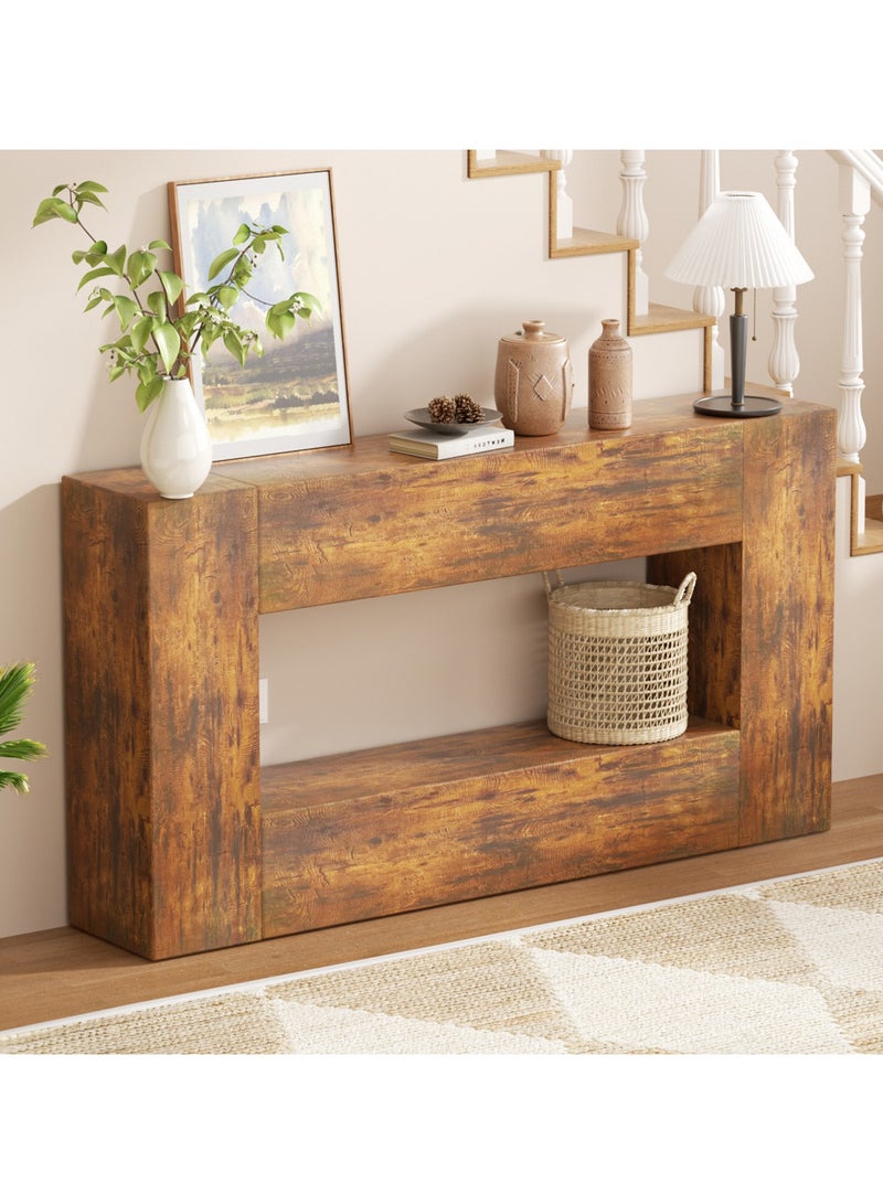 Chulovs 120cm Farmhouse Console Table with Storage – Slim Entryway/Hallway Stand, Perfect Behind-Sofa Table for Living Room & Entryway - Image 1