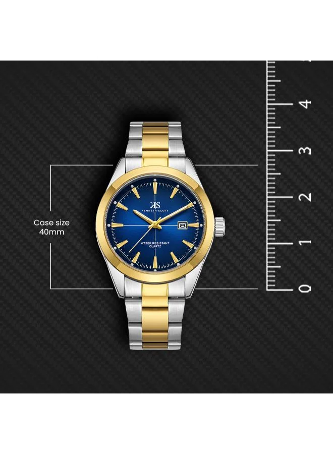 Kenneth Scott Navy Blue Men's Stainless Steel Analog Watch K23025-TBTN - 40 mm for Men | Best Price UAE