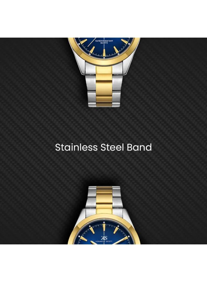 Kenneth Scott Navy Blue Men's Stainless Steel Analog Watch K23025-TBTN - 40 mm for Men | Best Price UAE