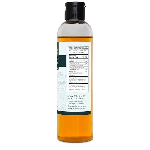 Zatural Cold Pressed Flaxseed Oil 100 Pure NonGMO Liquid Flax Seed Oil Vegan Omega3 ALA Rich Perfect for Salads Smoothies Baking Skincare Hair 8 fl oz Bottle - Image 5