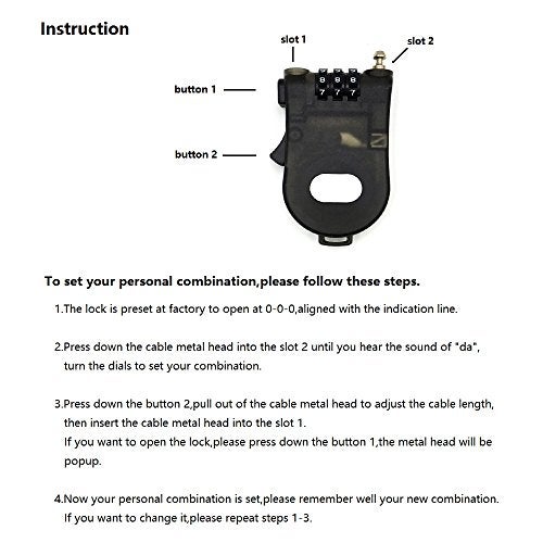 ERCRYSTO Crysto 3-Foot Retractable Cable Password Lock (Black) - Image 3