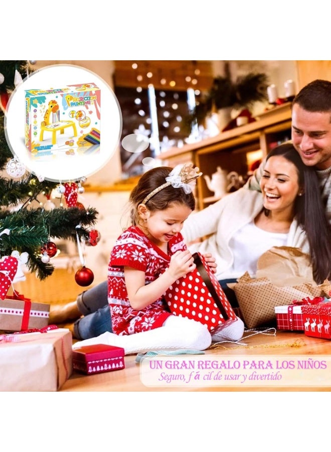 Kids Projection Art Table Set with 12 Watercolour Pens, Drawing Book, Light and Music Features, Age 3+ - Image 3