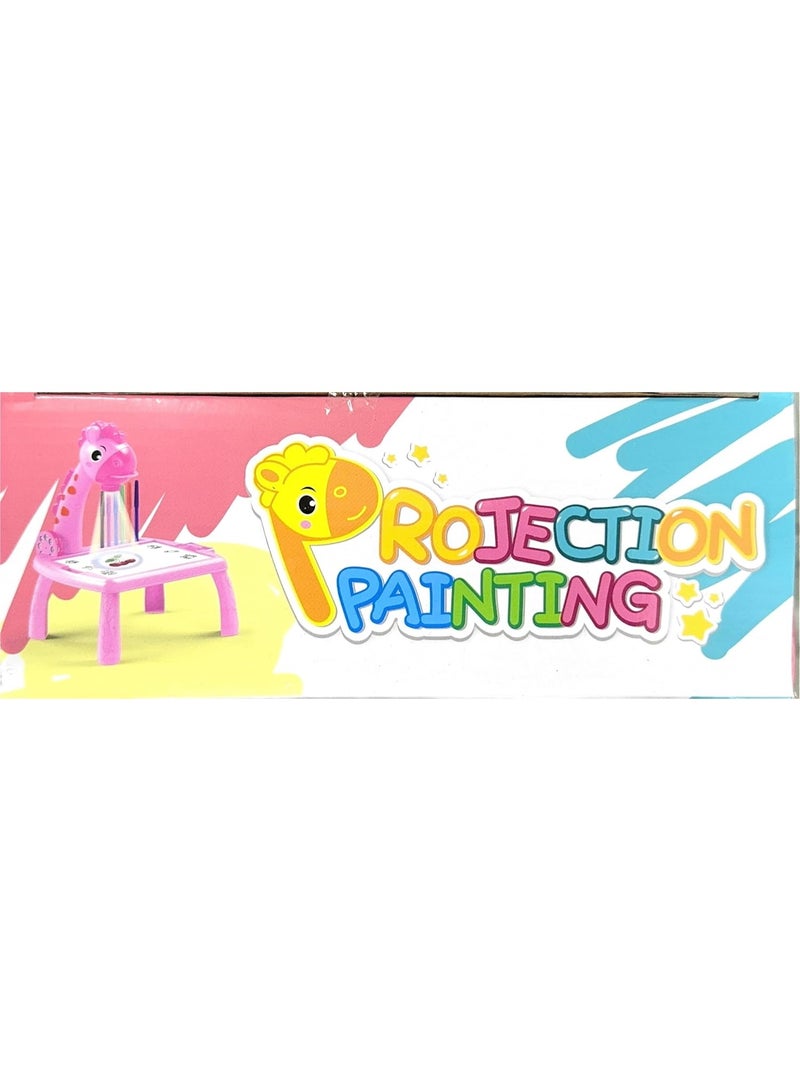 Kids Projection Art Table Set with 12 Watercolour Pens, Drawing Book, Light and Music Features, Age 3+ - Image 1