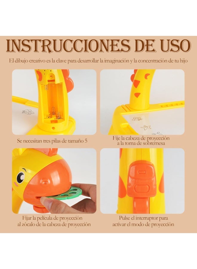 Kids Projection Art Table Set with 12 Watercolour Pens, Drawing Book, Light and Music Features, Age 3+ - Image 2