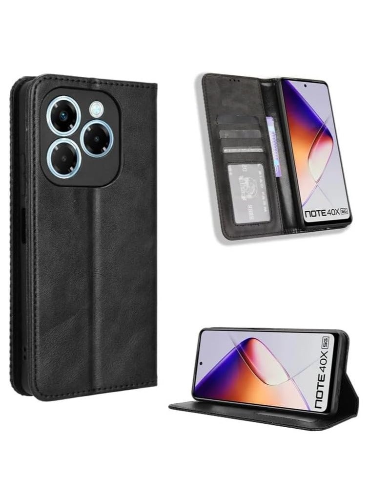general Case Compatible with Infinix Note 40X 5G 2024, Flip Folio Cover with Card Slots and Cash Compartment, Shockproof TPU Interior Magnetic Closure Stand Function Case - Image 1