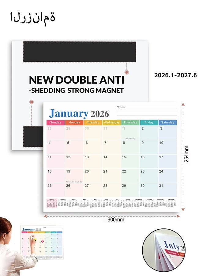 Lemon Magnetic Calendar for Fridge, 18 Months Wall Calendar Jan 2026 - Jun 2027, Refrigerator Calendar Suitable for Keeping Important Dates, Perfect for Organizing - Image 1