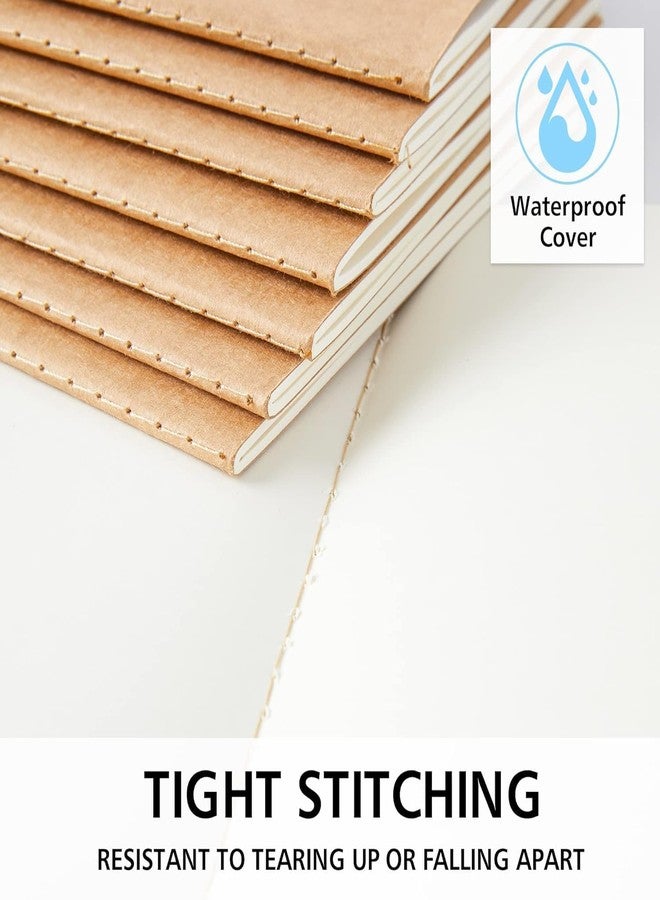 feela 8 Pack Unlined Kraft Paper Notebooks, Blank Journal Note Pad for Drawing Writing, Small Sketchbook Travel Journal Bulk for Women Kids Students Office School Supplies, A5, 60 Pages, 8.3” X 5.5” - Image 4