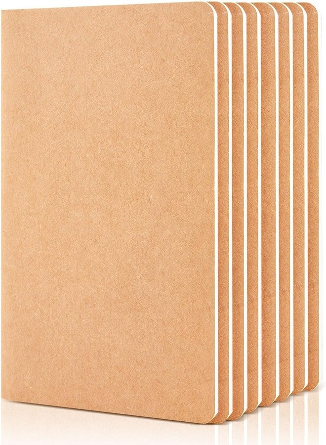feela 8 Pack Unlined Kraft Paper Notebooks, Blank Journal Note Pad for Drawing Writing, Small Sketchbook Travel Journal Bulk for Women Kids Students Office School Supplies, A5, 60 Pages, 8.3” X 5.5” - Image 1