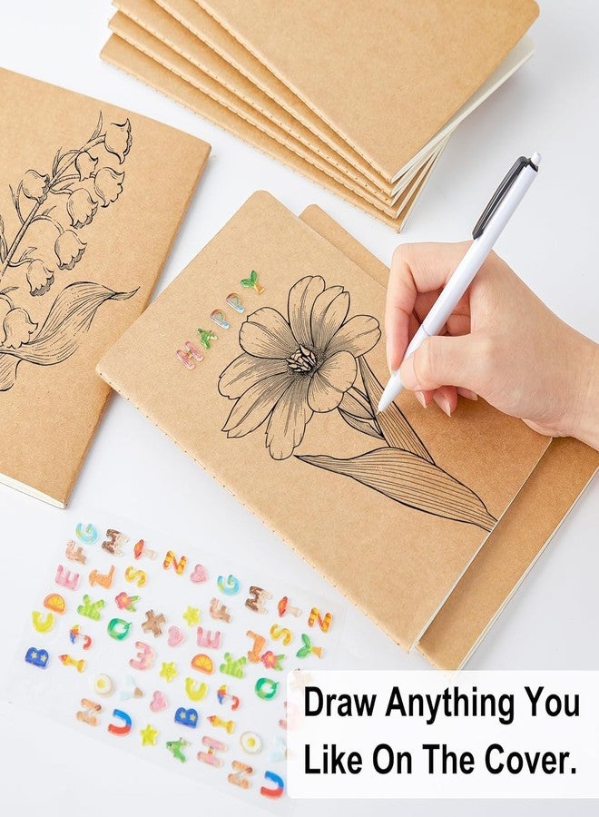 feela 8 Pack Unlined Kraft Paper Notebooks, Blank Journal Note Pad for Drawing Writing, Small Sketchbook Travel Journal Bulk for Women Kids Students Office School Supplies, A5, 60 Pages, 8.3” X 5.5” - Image 3
