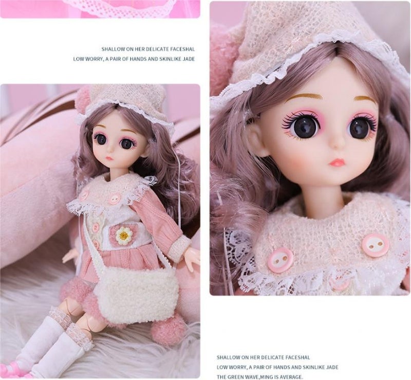 EHOME 30cm Barbie Doll Toy Girl Dress up Doll Pink - Image 2