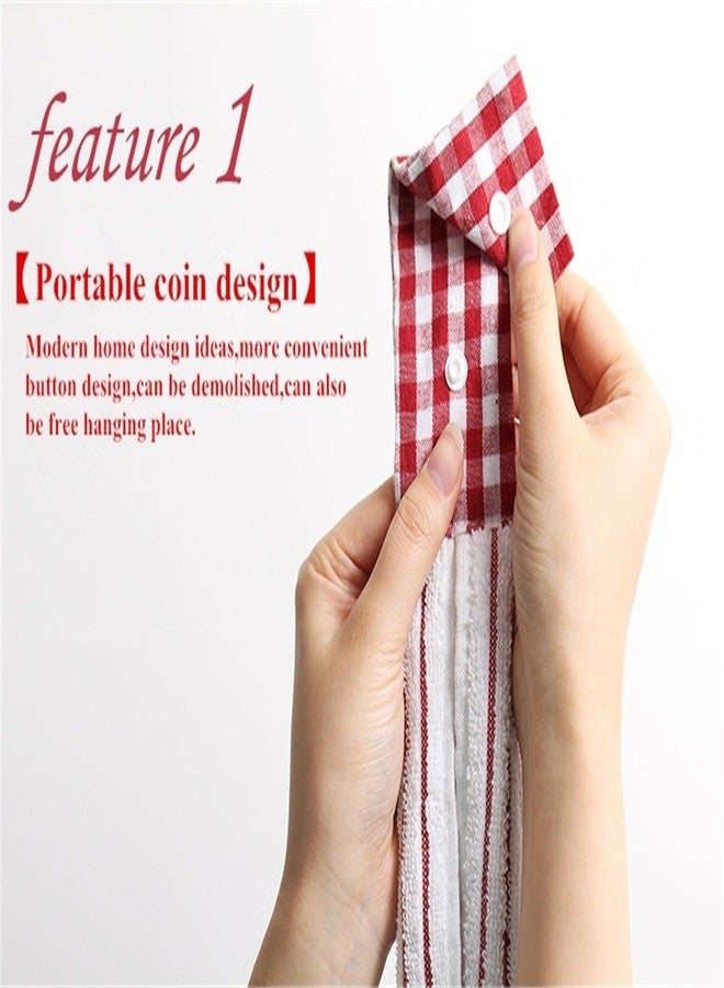 Vimeet 2 Pcs Kitchen Cotton Classical Striped Towel/Absorbent Towel/Hanging Towels/Hand Towel,Red Stripes - Image 2