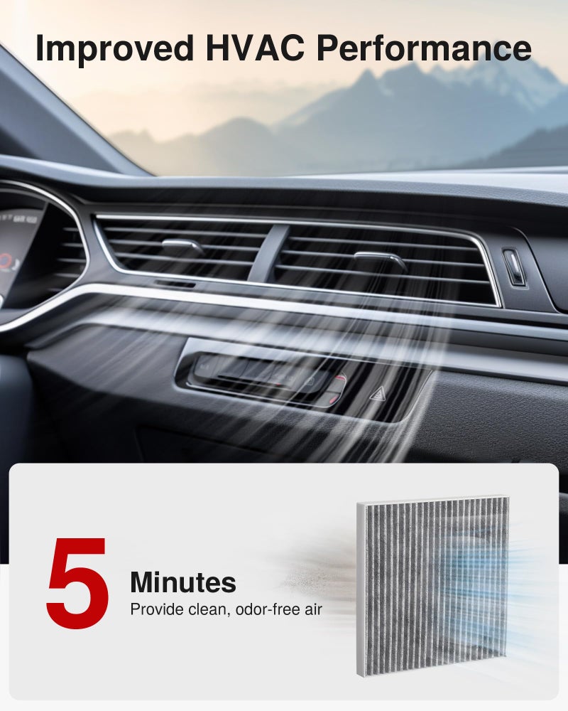 Puroma Cabin Air Filter with Activated Carbon, Replacement for CP374, CF10374, CAF1765, CAF7765, Tacoma, Dodge Dart, Pontiac Vibe, 87139-YZZ09 and 88508-04010, Chrysler: 68164981AA - Image 5